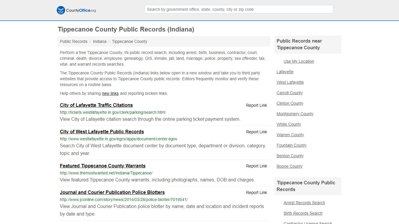 Public Records - Tippecanoe County, IN (Business, Criminal ...